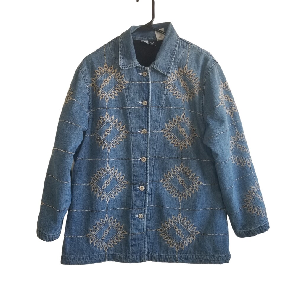 Studio West Jean Jacket Women's Medium Embroidered Button-Up